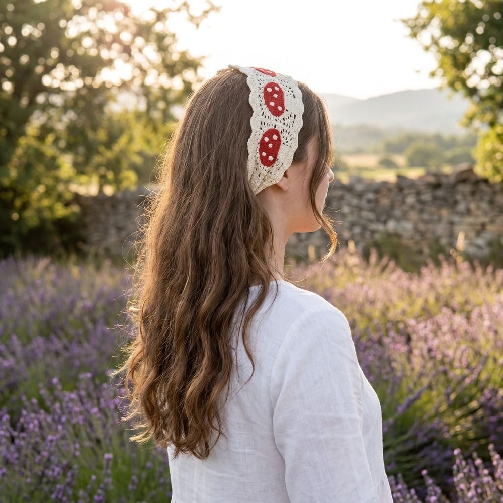 Headband Summer Knit - Sevimli Fransız Örgü Saç Bandı Mantar