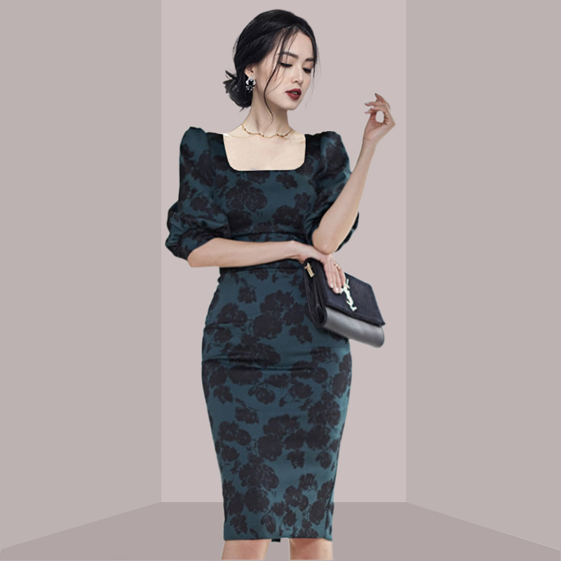 Midi Skirt Floral - Zarif, Bayan Esintili, Çiçek Desenli, Dar