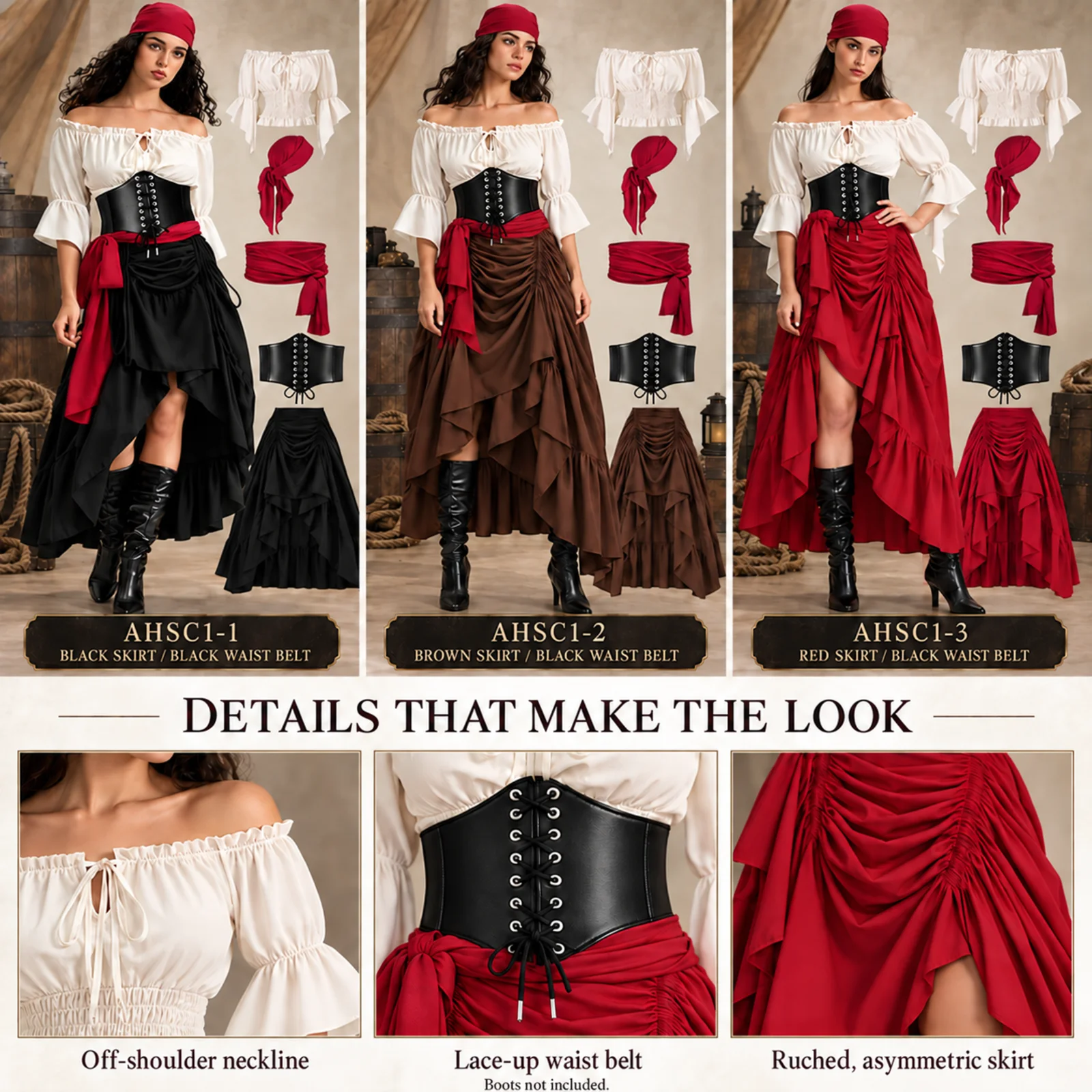 Kadın Korsan Kostüm Seti: Bluz - Blouse Off Shoulder incelemesi ve fiyatı